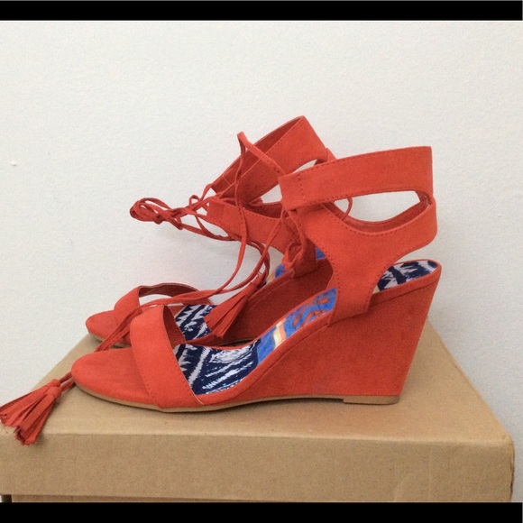 Ashley Stewart Shoes - New Sz 10 Wide Red Wedge Sandal